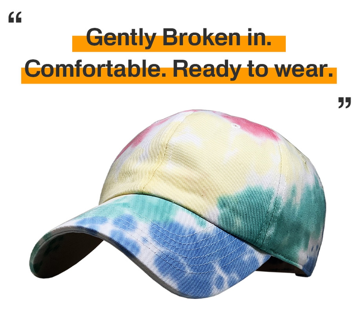 Tiedye Rainbow Low Profile Baseball Caps Front Side View